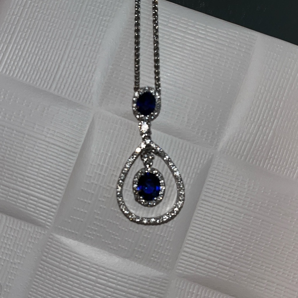 Spark 18k diamond and sapphire necklace -RARE- - Picture 12 of 13